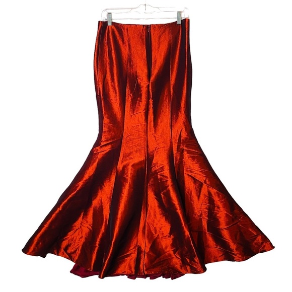 NEW Floor Length Mermaid Skirt Metallic Rust Orange Brown - Picture 1 of 7